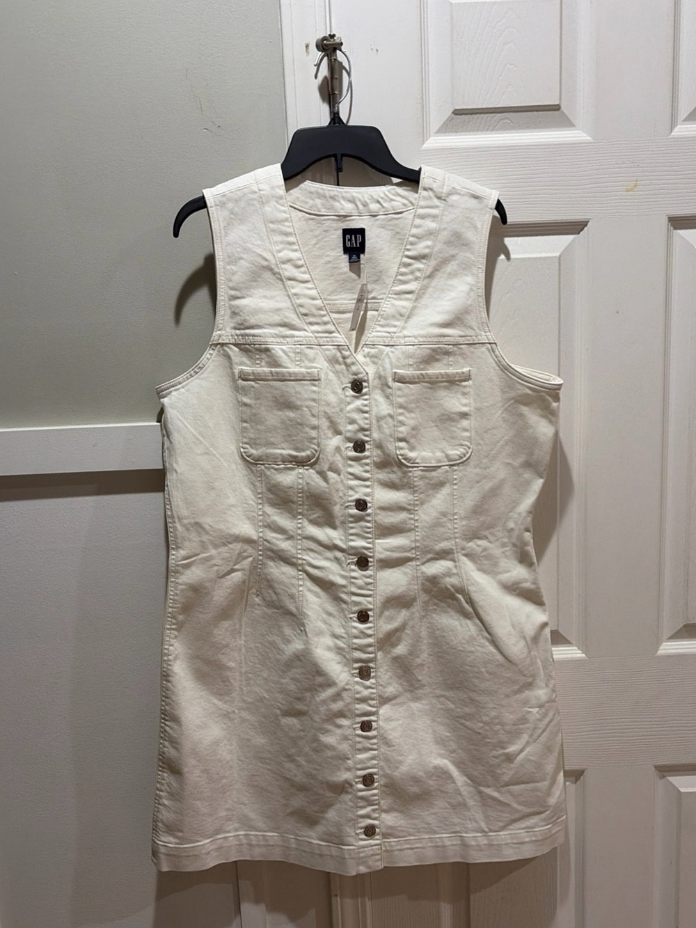GAP Denim Dress Button Front Sleeveless V-Neck XL Tall NWT